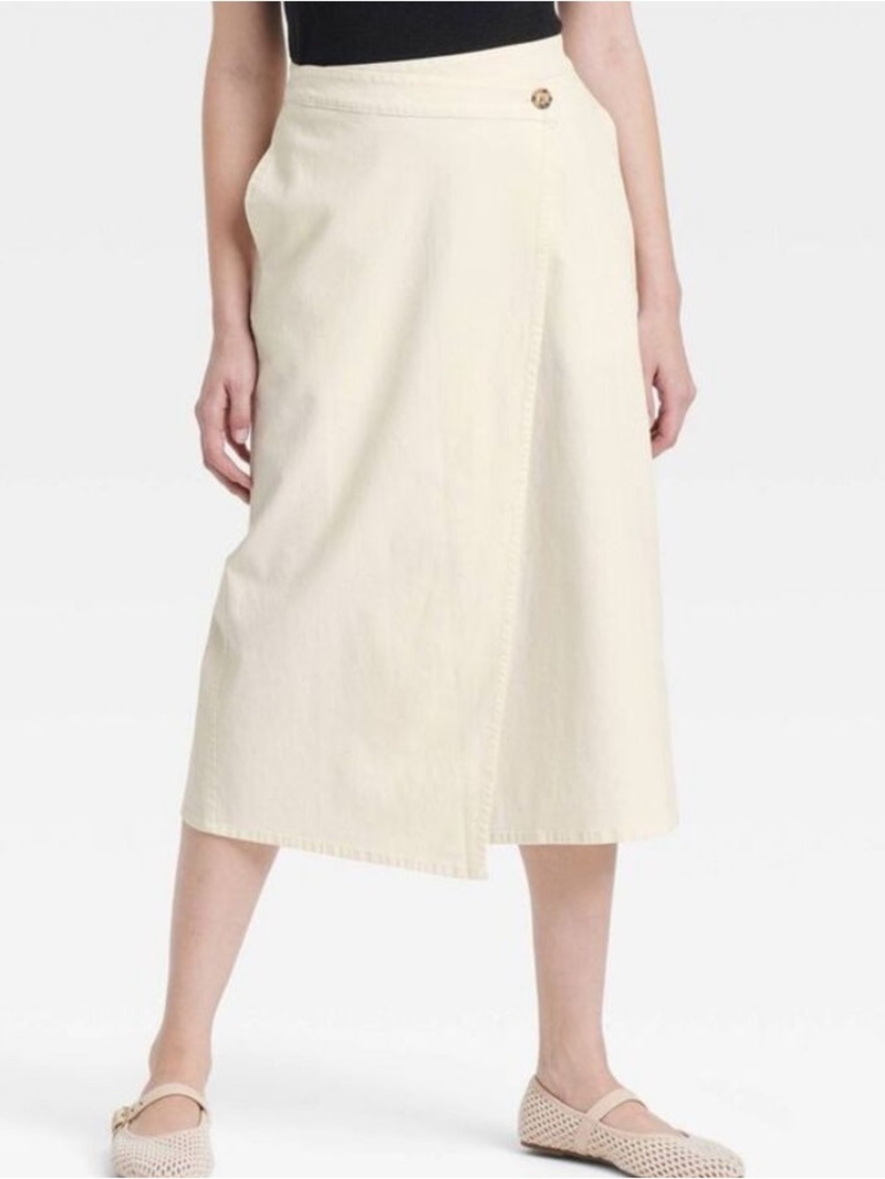 Universal Thread Women’s Cream Asymmetrical Midi Wrap Skirt Sz 8 NWT